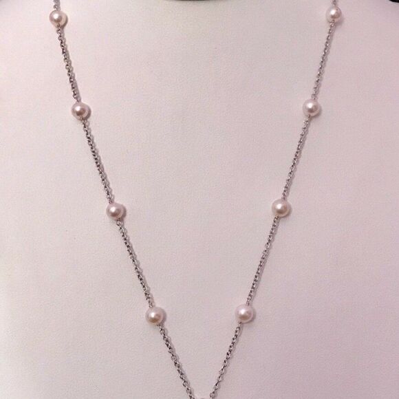 Diamond Akoya Pearl Necklace 14k Gold 5.75 mm 18.5" Certified $3,950 818062 - Picture 9 of 12